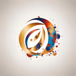 a circular painting with colored paint splattered around it