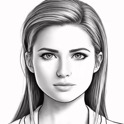 a pencil drawing of a girl with long blonde hair