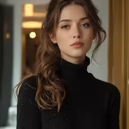 a woman is wearing black clothing and posing for the camera