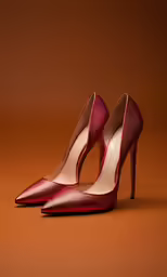 red pair of shoes on brown background