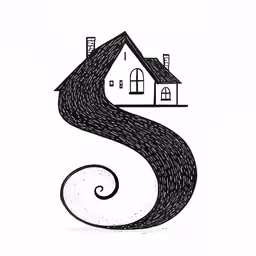 a drawing of a home in a spiral
