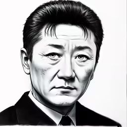 a drawing of the head of a man with his eyes shut