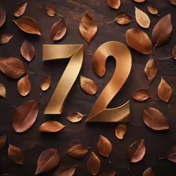 a number twelve surrounded by gold leaves