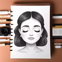 a portrait of a woman with black hair