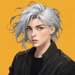 a person with a grey hair looking into the camera