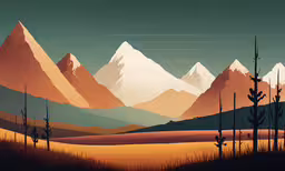 a photo that is very colorful in this image,an artistic photo of a mountain range is seen in the foreground