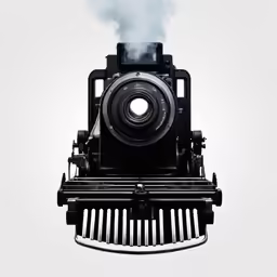 an old style musical toy on top of a typewriter