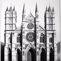 there is a black and white photo of a cathedral