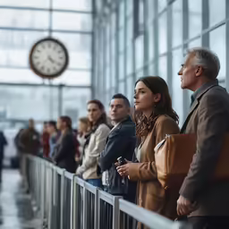 people waiting on the sideline of an airport