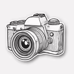 a sticker of a camera with a lens