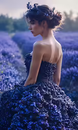 a beautiful young woman wearing a blue dress