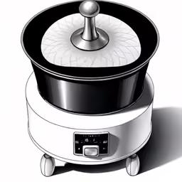 an electric stove with a lid on the side