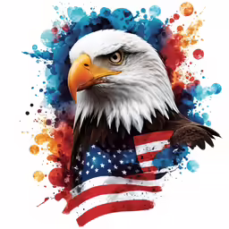 an eagle painted in the colors of the american flag