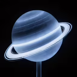 the planet saturn lit up with all its bright lights