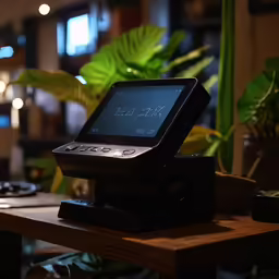 an open electronic device sits on top of a table