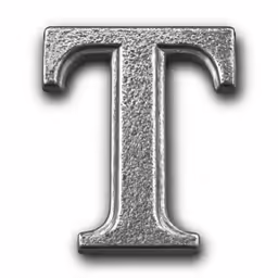 a metallic letter t, in the shape of a t