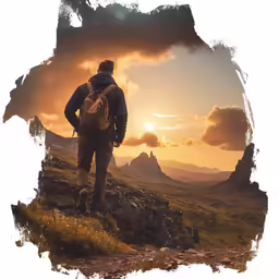 a man standing on top of a mountain with a backpack
