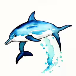 this is a dolphin painting on a piece of paper,a dolphin that is in the water