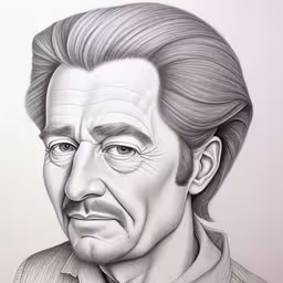 a pencil drawing of a man with mustache,a pencil drawing of a man wearing a gray shirt,a drawing of a man with long hair and an mustache,a drawing of a man wearing a suit,a drawing of harry potter from harry potter
