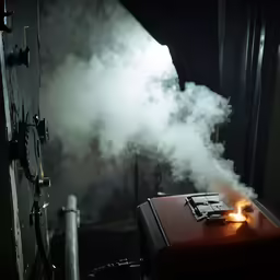 the steam coming out of the old fashioned mixer is shining bright