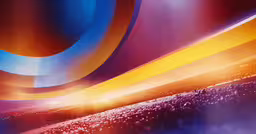 a colorful digital painting with different color waves,the wall has multicolored circles with dots and lines