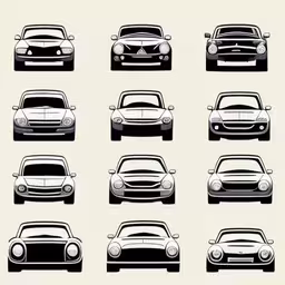 vintage cars - set 2 in black and white, each showing different vehicles,old cars are shown in many different sizes,eight vintage cars are depicted in various sizes,a black and white silhouettes of various cars,some kind of car silhouettes of different styles