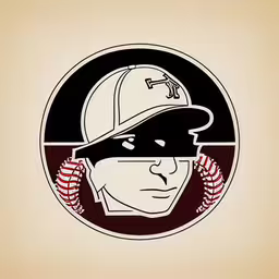 this is the illustration of a baseball player with a helmet on,the image is a baseball and a catcher in a circle
