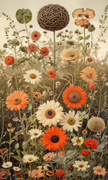 a painting of lots of different flowers
