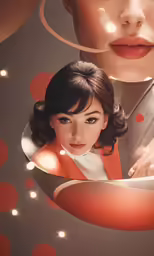 an asian woman holding onto an orange piece of plastic