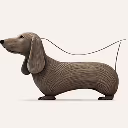 a brown dog with long legs standing on a white surface
