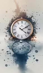 a clock with black ink splatters on it