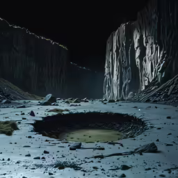 there are many stones and rocks around the sink