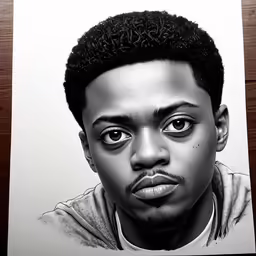 the black and white portrait of a person is shown