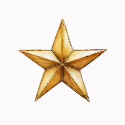 a gold foiled metal star is shown