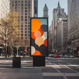 an artistic painting on the outside of a giant billboard
