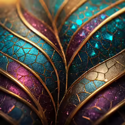 a close up image of some beautiful gold and purple designs