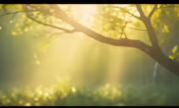 a picture of a light coming through some trees