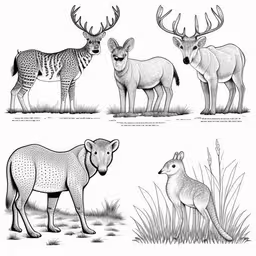 two drawing by hand of some deers