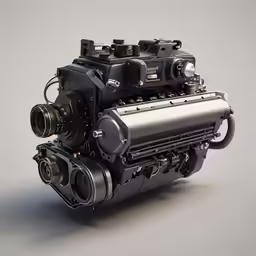 a small engine on a gray background