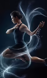 the ballerina girl is posing on an abstract background