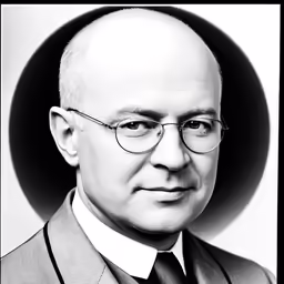 black and white photo of man with oval eye glasses