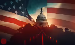 an image of the capital building and american flags