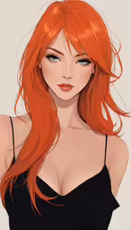 an animated girl with red hair