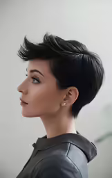 an image of a beautiful young woman with short hair