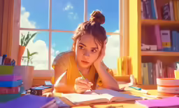 a girl is laying down with her hands on her head