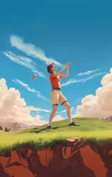 an artist draws his own image of the boy tossing the frisbee