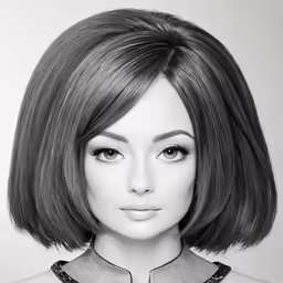 a woman with a short, black bob cut
