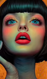 a portrait with makeup, nails and eyes