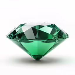 an emerald green diamond on white background