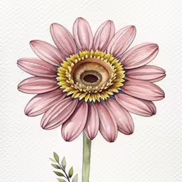 a watercolor painting of a large pink flower,a drawing of a flower with its petals